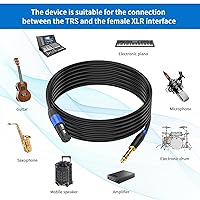 Vista 6 de Pack de 2 Cables XLR Hembra a 1/4 Pulgada 6,35 mm TRS Mono Jack para Micrófono Dinámico, 1,6 Pies, Negro, Cable de Micrófono XLR Hembra Equilibrado