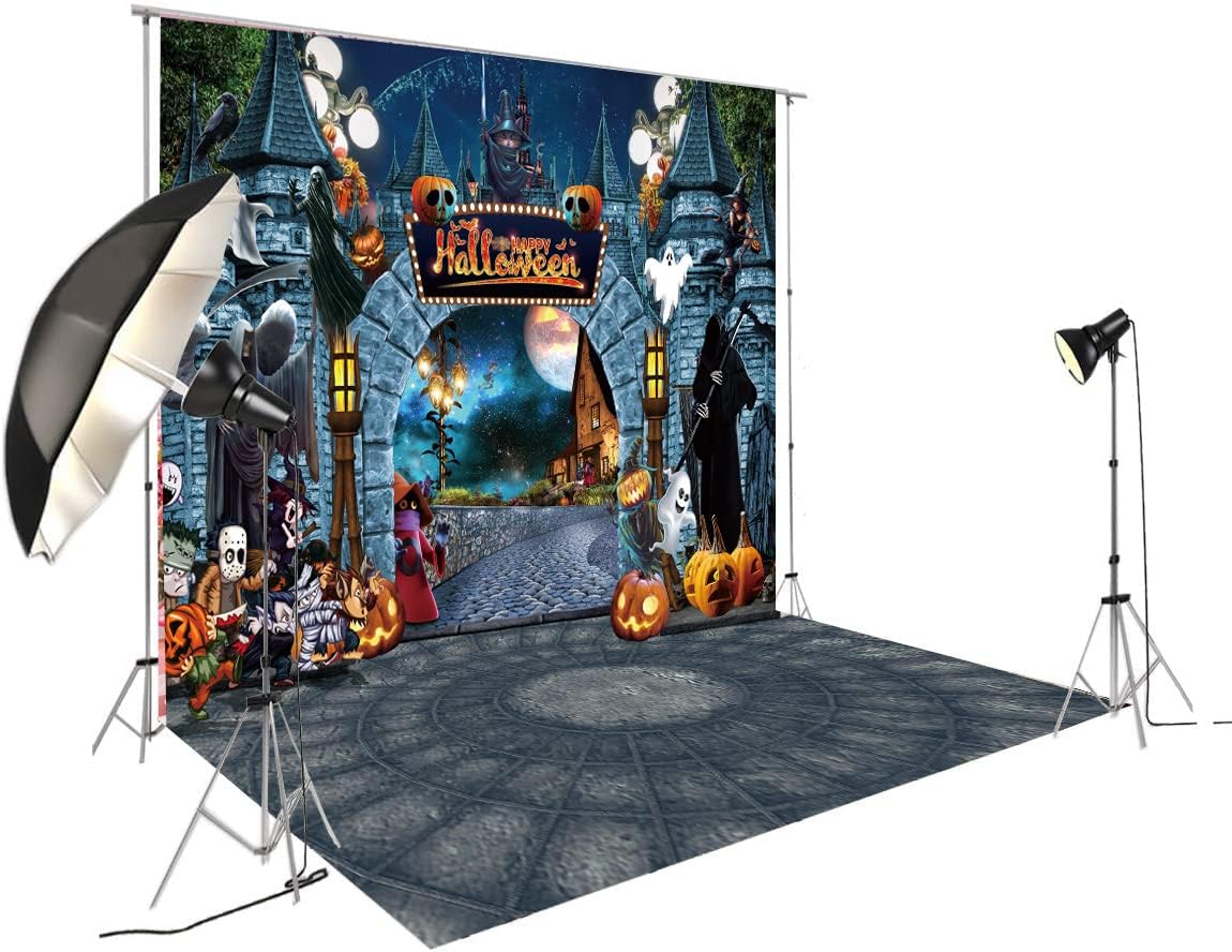 10X10FT Halloween Backdrops Terror Magic Castle Photography Night Death Devil Fabric Background Happy Party Banner Children Photo Banner DH-702