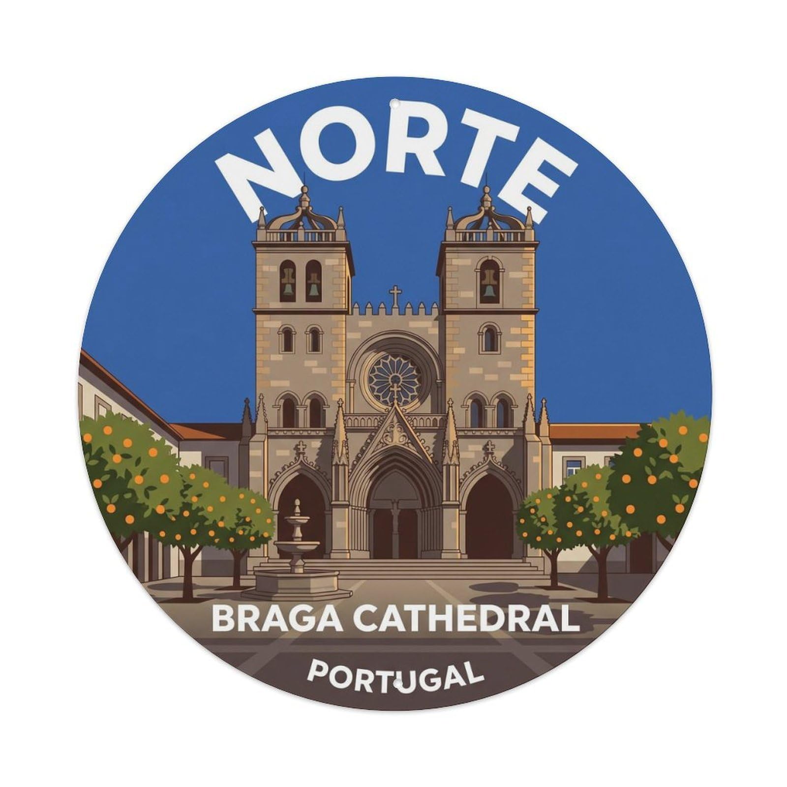 Olhnbad 08X08inch Style Classic Portugal Norte Cityscape Historic Travel Art Metal Tin Sign