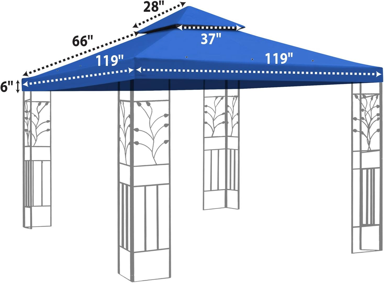 BenefitUSA Replacement 10'X10' Gazebo Canopy top Patio Pavilion Cover Sunshade plyester Double Tiers (Blue)