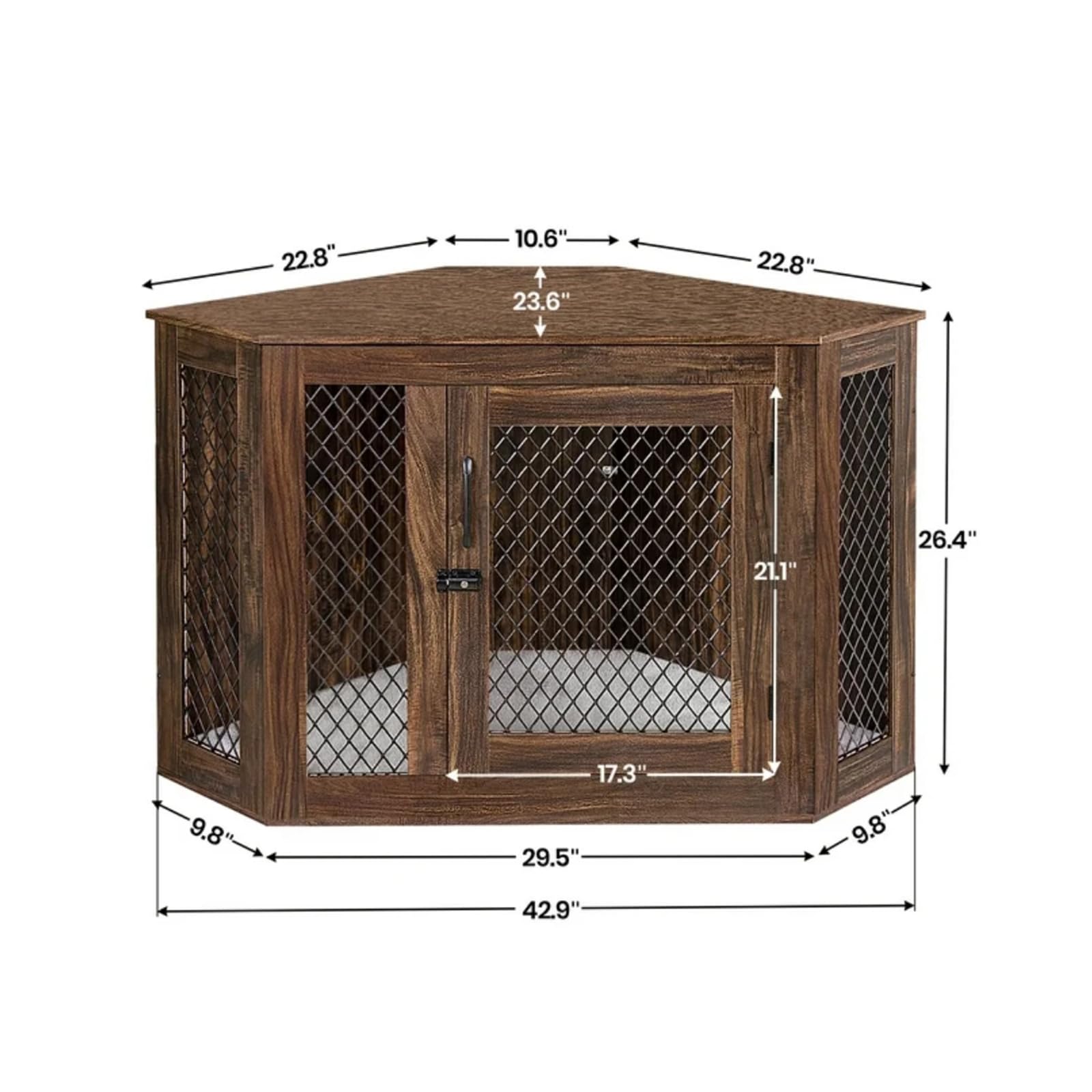 Robuste Hundebox Aus Holz & Metall – 107x75x76 Cm (innen 90x70x70 Cm), Als Beistelltisch Nutzbar, Weiß/natur