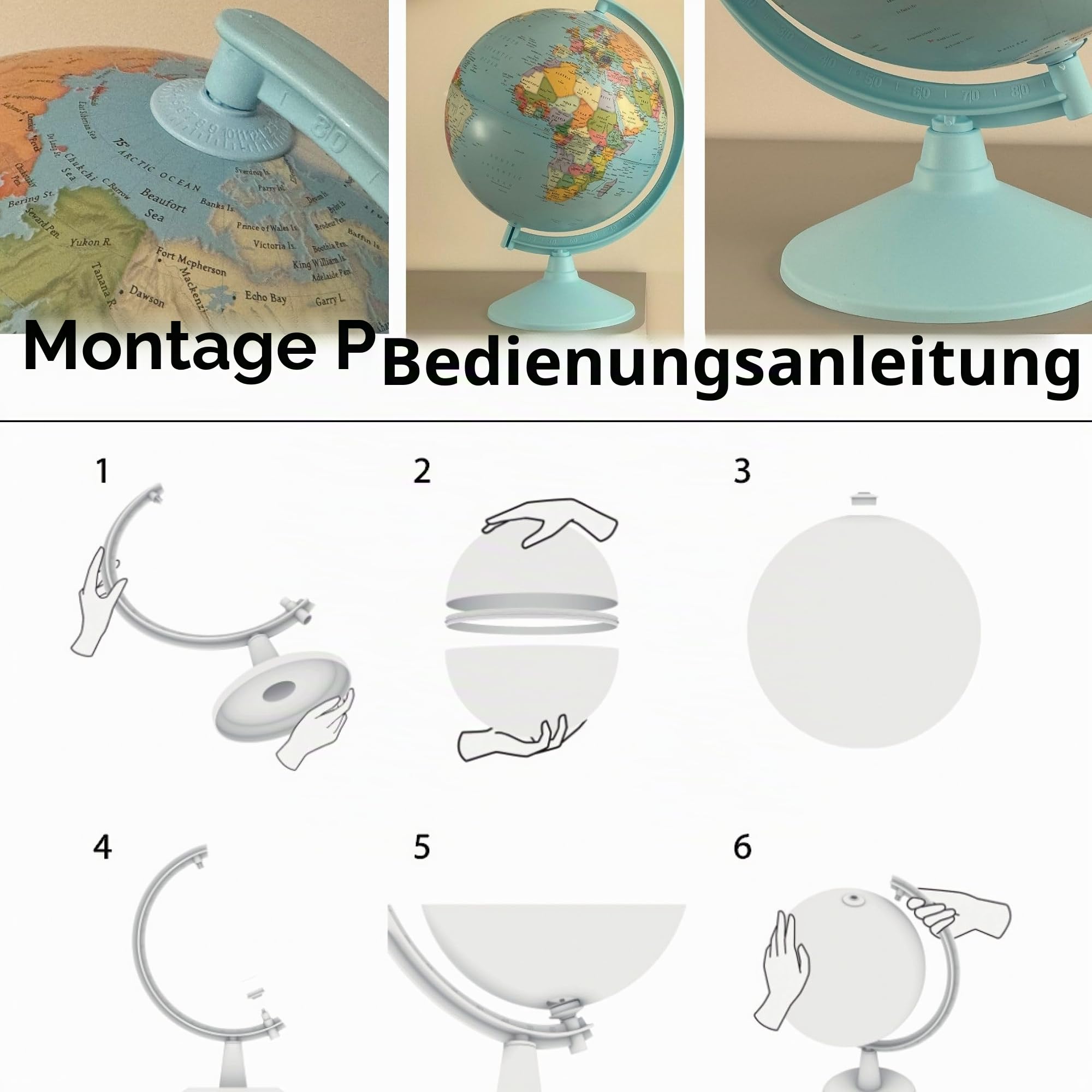 30cm Schülerglobus - Karte auf Deutsch - Globus Bildung Drehbarer - Pädagogische/geografische - Schule, Zuhause und Büro - Durchmesser 30cm