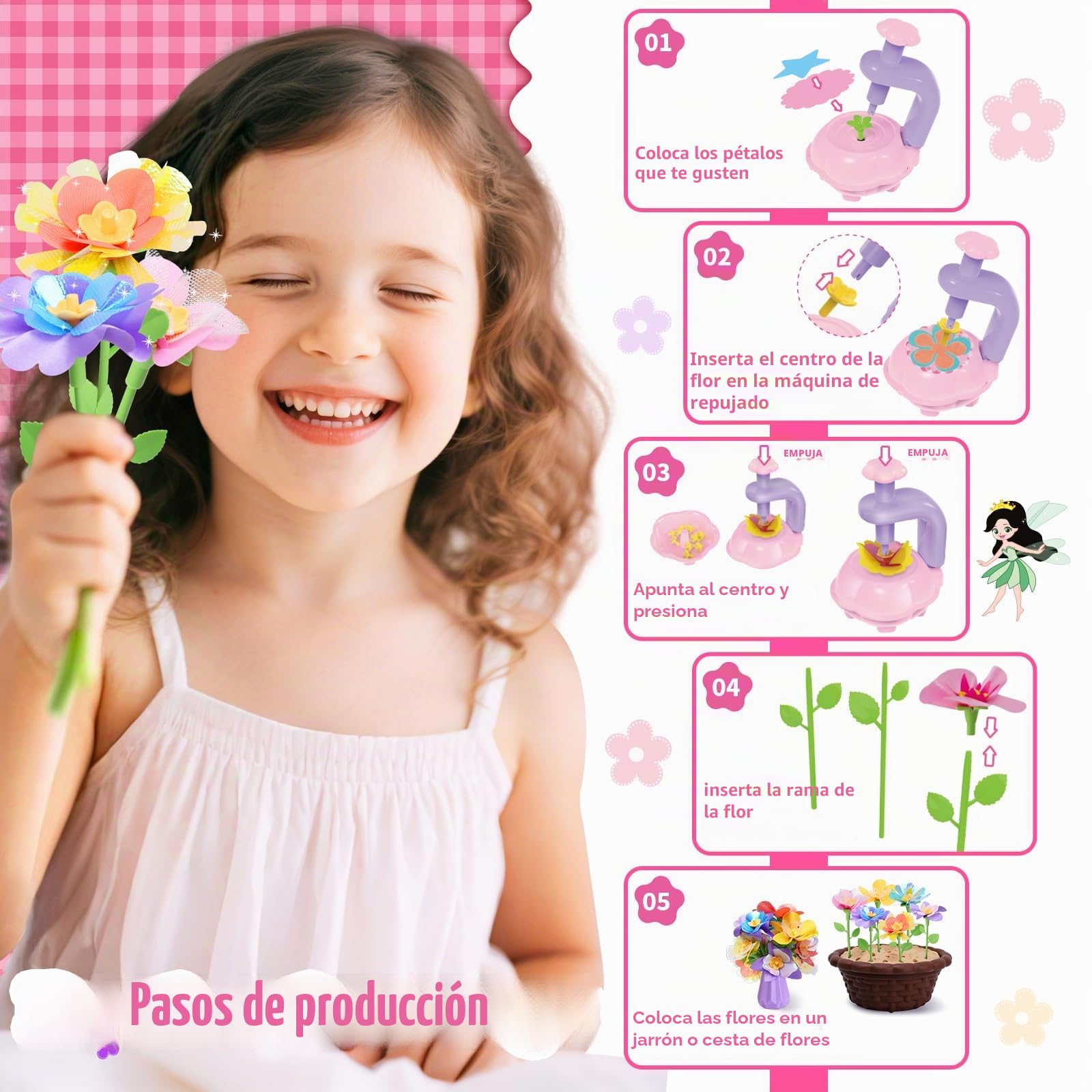 Sumsoltic Juguetes Niñas Máquina de Estampado Kit Manualidades Niñas Juegos de Manualidades Florales DIY Ideal para Regalar a Niños de 4 5 6 7 8 9 10 Años