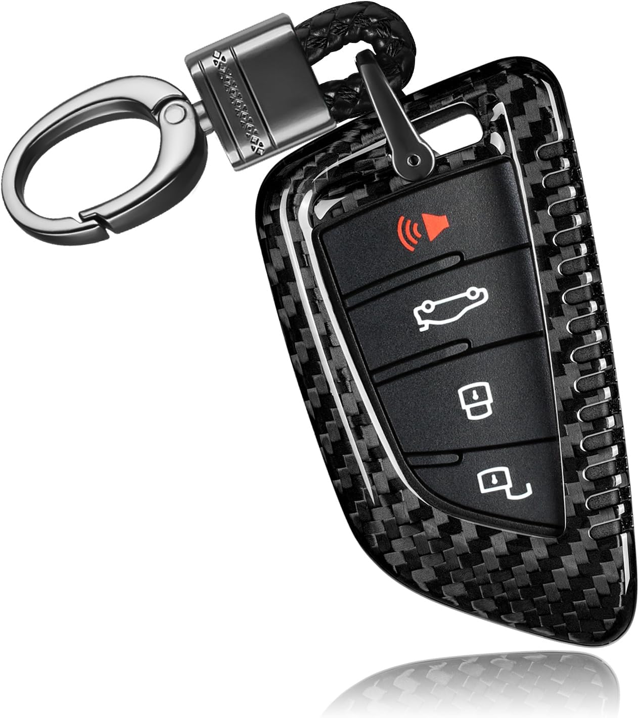 T-carbon Key Fob Cover with Keychain Compatible with Toyota Supra GR A90 A91 MK5 2019-2025, Real Carbon Fiber Smart Remote Key Fob Case Compatible with Toyota Supra Accessories, Black
