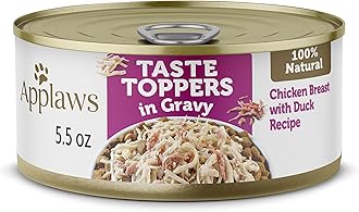 ApplawsTaste Toppers, Grain-Free Dog Food Topper, Limited Ingredient, Chicken Breast with Duck in Gravy (12 x 5.5oz Cans)