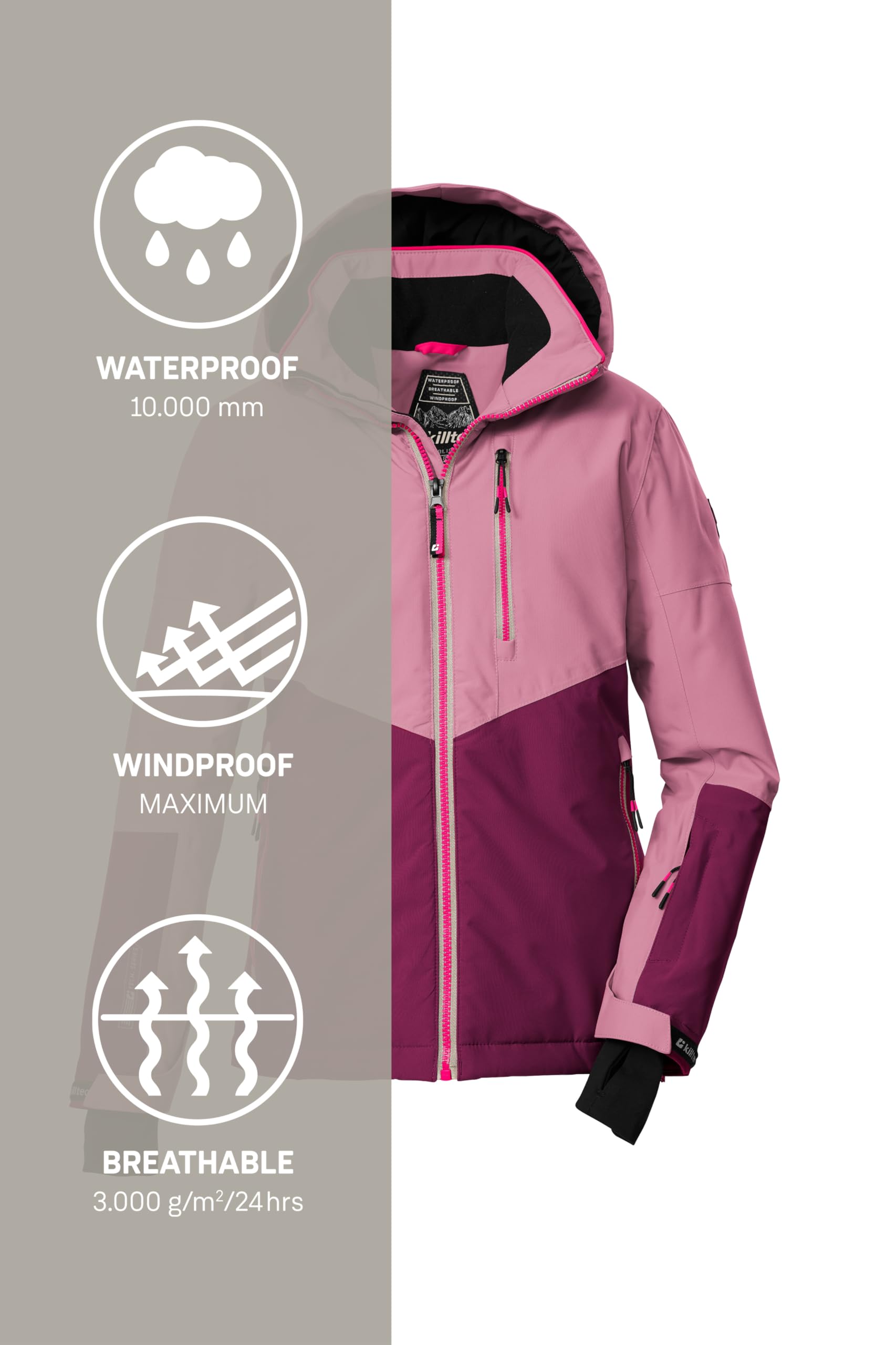 Killtec Ksw 207 Grls Ski Jckt Giacca da sci/giacca funzionale con cappuccio e paraneve Bambine e ragazze