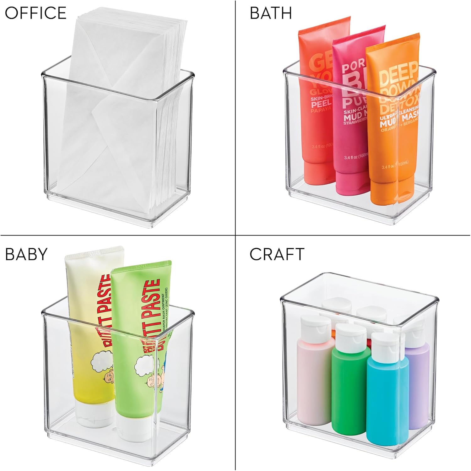 iDesign Tall Inner Organizer Bin - Fits Inside Large Plastic Storage Bins, Clear, Made in USA