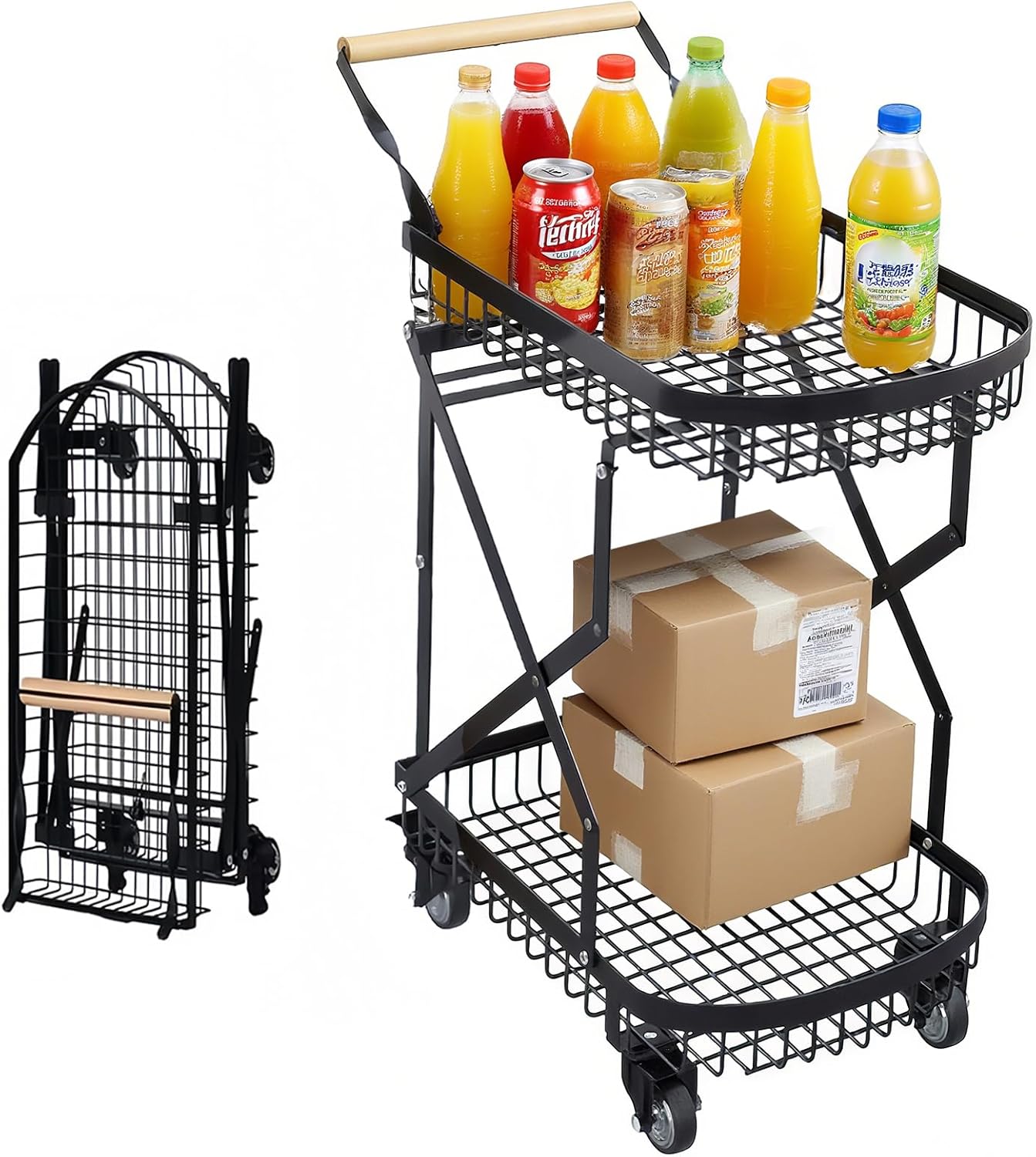 NODIBRO 耐荷重40kg キッチンワゴン ショッピングカート 折り畳み 大容量 収納力 ワイヤーカート 組立簡単 キッチンワゴ 伸縮式ツールワゴン 90333 | ジョイフル本田 取り寄せ＆店舗受取