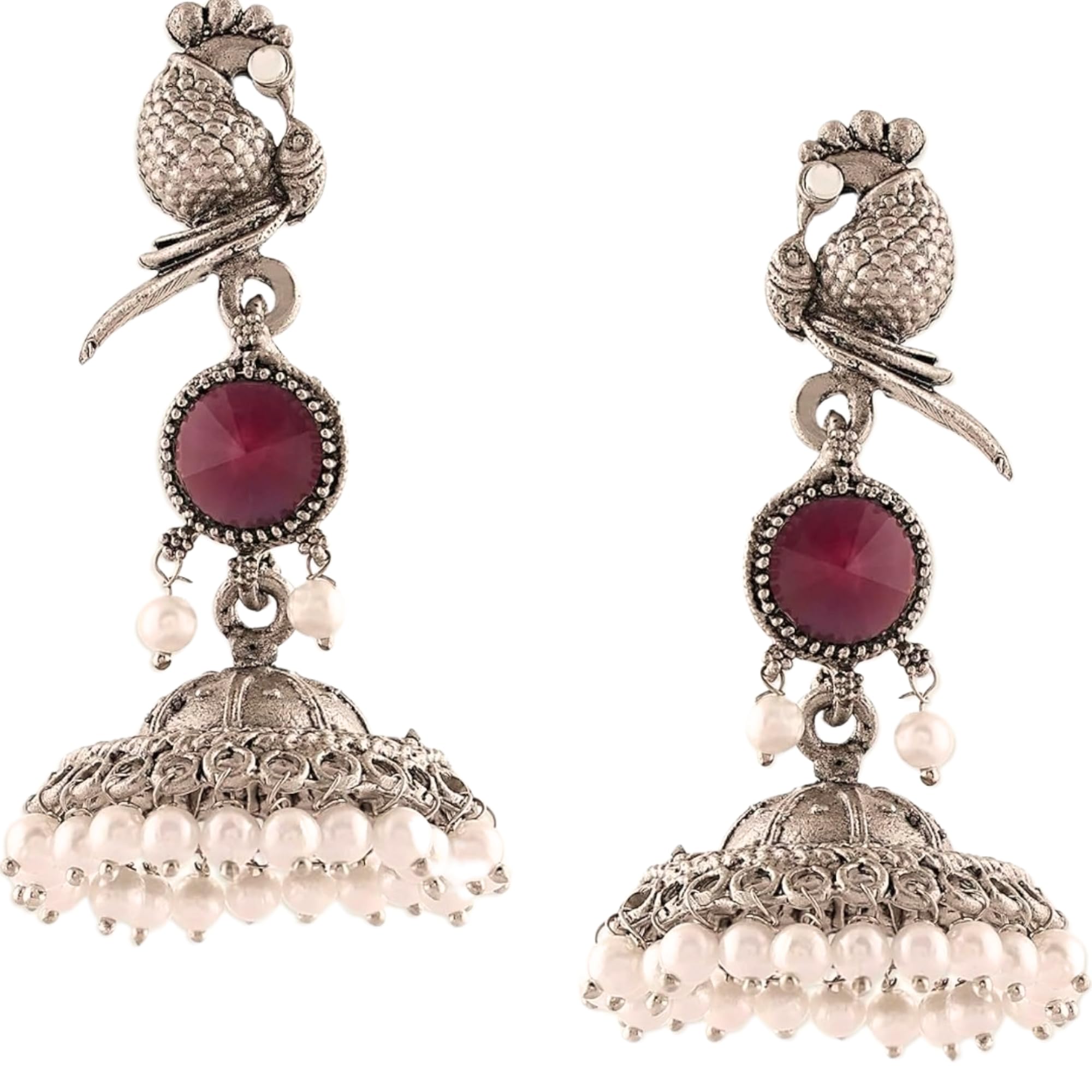Royal Needs Oxidised Silver polish Earrings Traditional hanging Oxidised jhumka Earrings Pink (B0CN1HW5MM) Amazon Price History, Amazon Price Tracker