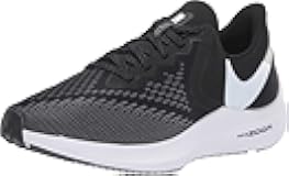 Women's Air Zoom Winflo 6 Running Shoes (Wide Width D) (Black/Dark Grey/Metallic Platinum/White, Numeric_10)