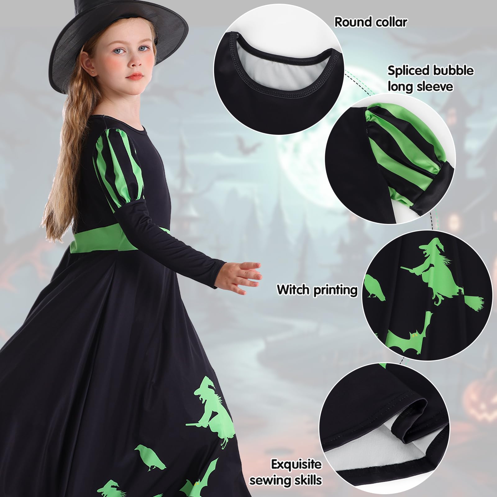 Marendyee Witch Costume for Kids-Girls Fancy Dress Up Christmas Dresses - Image 4