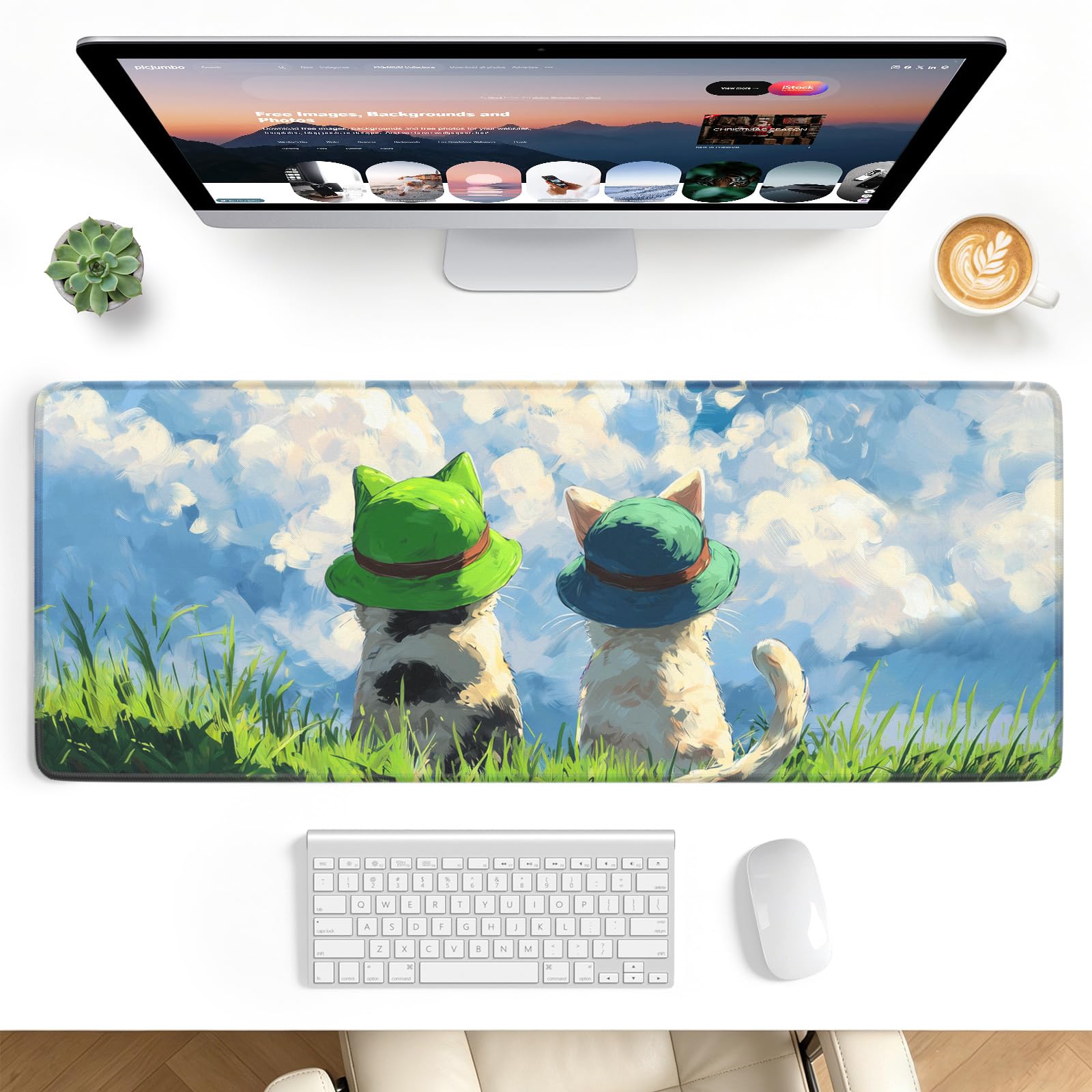 Stanploe Gaming Mouse Pad, Extended Desk Mat, Stitched Edges, Non-Slip Base