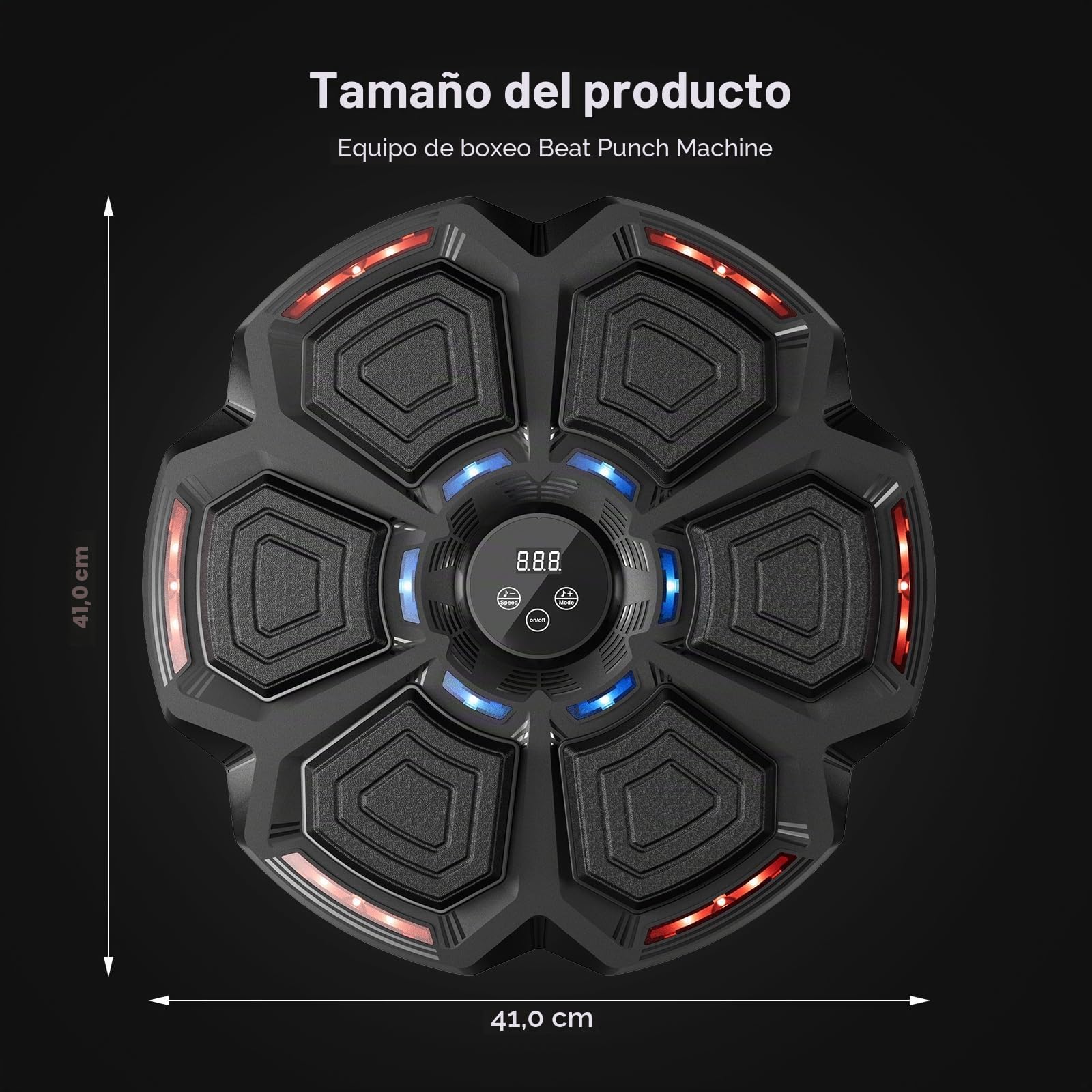 FOOING Máquina de Boxeo Musical Inteligente con Bluetooth, Luces LED y Niveles de Velocidad para Adultos y Niños, Equipo de Entrenamiento para Aliviar el Estrés con Guantes de Boxeo y Práctica Casa