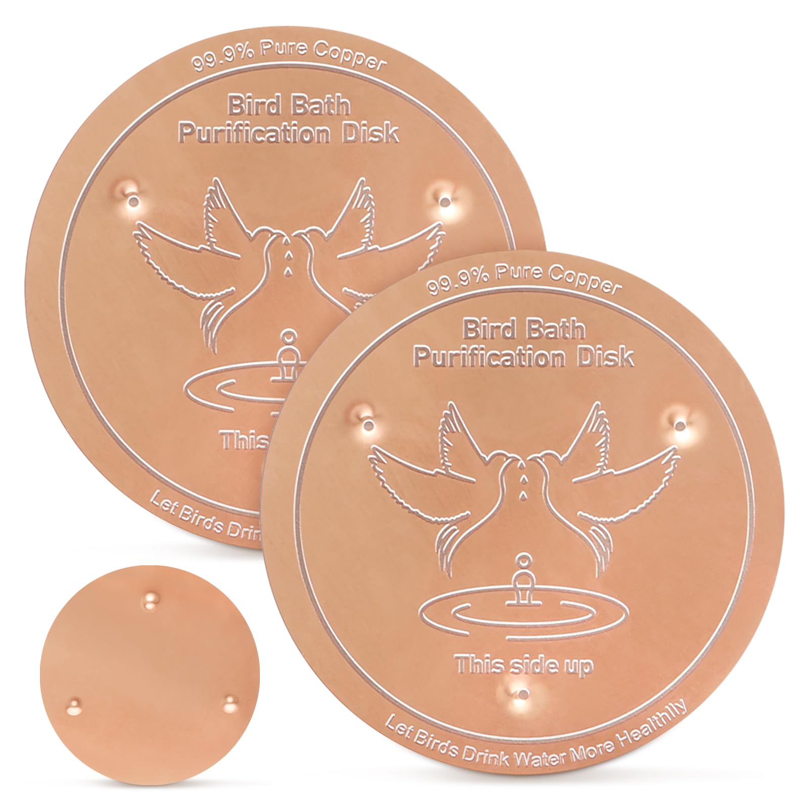 GWCYMYD 2 PCS Bird Bath Copper Disk, 10 cm Pure Metal Water Purifier Disc, Natural Algae Control Fountain Cleaner for Outdoor Garden Wildlife (Style 4)