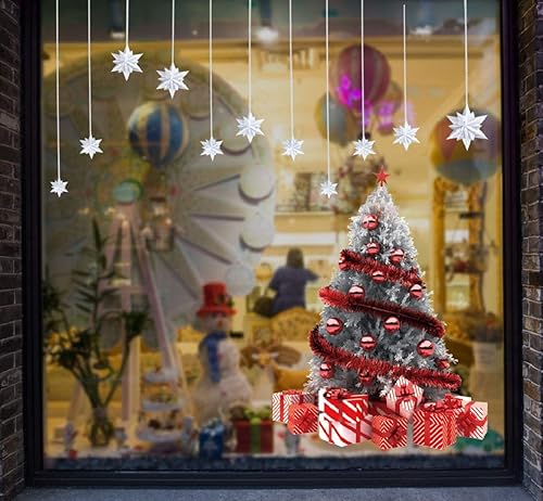 Miniatura 3 de Yusongirl Árbol de Navidad blanco Elk Ventanas Pegatinas Decoración Navidad Decoración Árbol Colgante Estrellas Renos Ventanas Adhesivos PVC