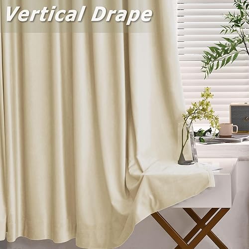 Miniatura 3 de Frelement Cortinas de terciopelo de 132 pulgadas de largo, cortinas de oscurecimiento de habitación para ventanas altas y altas, paneles de ventana