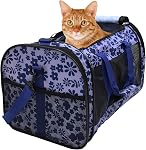 Porte-bébés doux pour petits chiens, chats, chiots, transporteurs aériens approuvés porte-béton, sac à main de voyage & Siège auto (Grande: 19" x 11" x 11", Imprimé floral bleu)