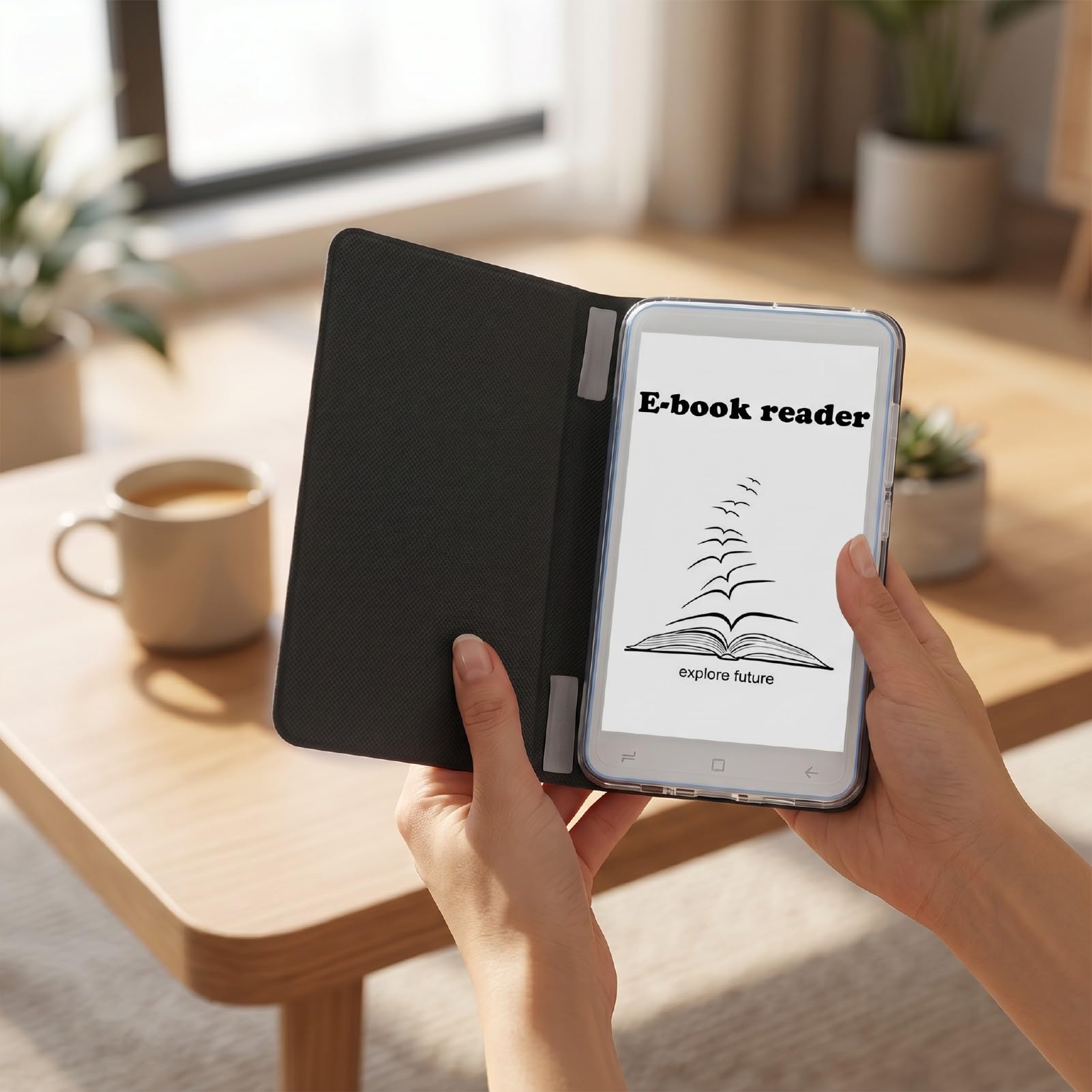 Fockety E Book Reader, 5 Zoll HD Touchscreen, 1G 8G, Tragbarer E Reader, Unterstützung für Android 5.1, Ultradünnes, Leichtes Ink eReader Gerät, Schnelleres Umblättern