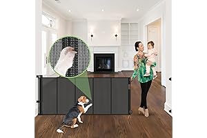 96 Inch Retractable Dog Fence Garage Gate for Wide Openings