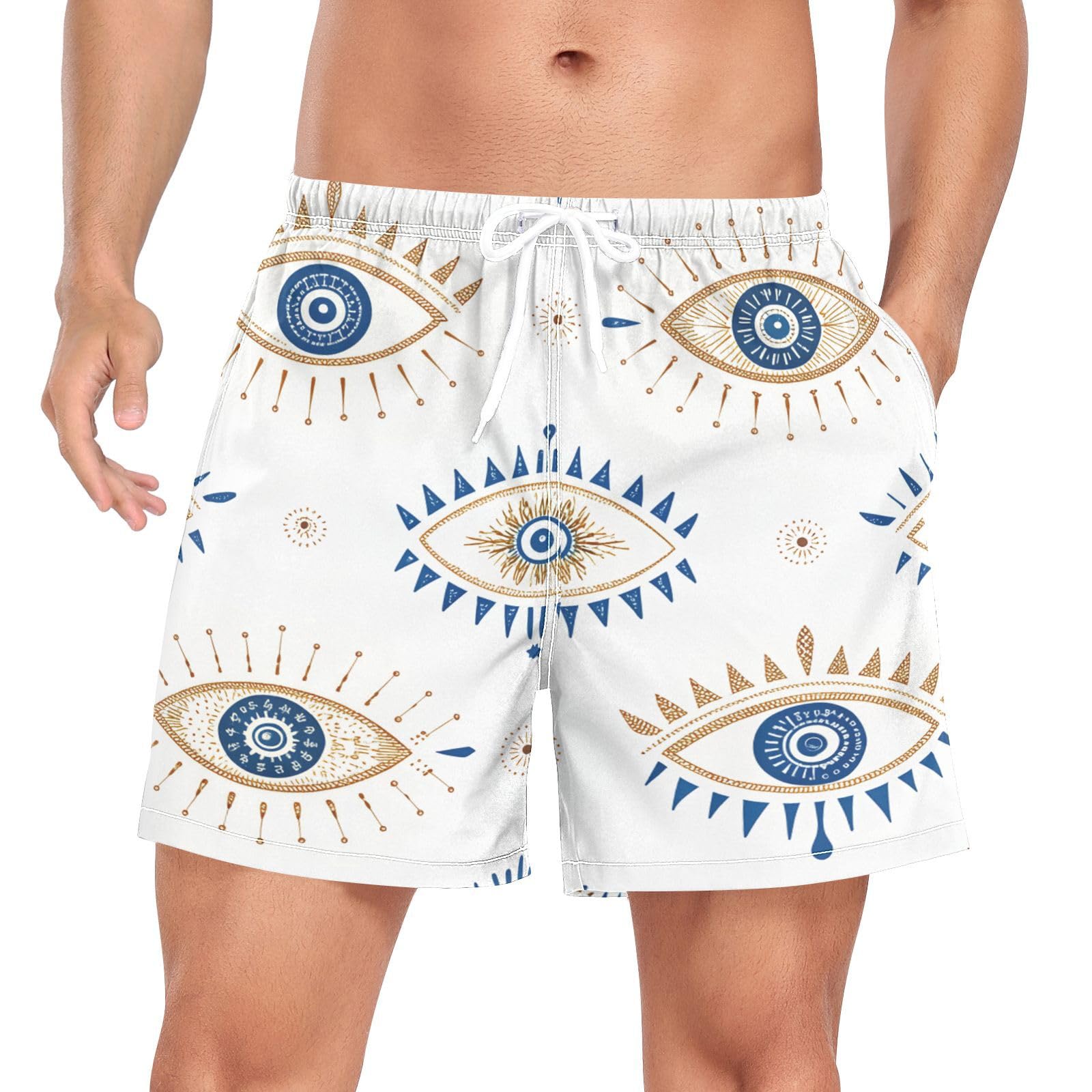 blueangle Evil Eye Mens Swim Trunks with Compression Liner 4.7" Inseam Quick Dry Bathing Suit Swimming Shorts（460）-picture-12