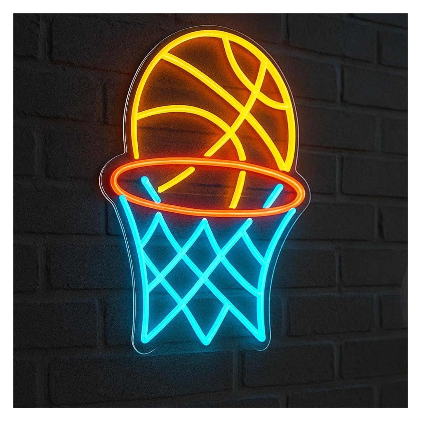 RONGCH Hanging Art Signs Basketball Hoop Neon Sign LED Light Dimmable for Physical Activity Sports Room Man Cave Bedroom Party Shop Wall Decor 38cm