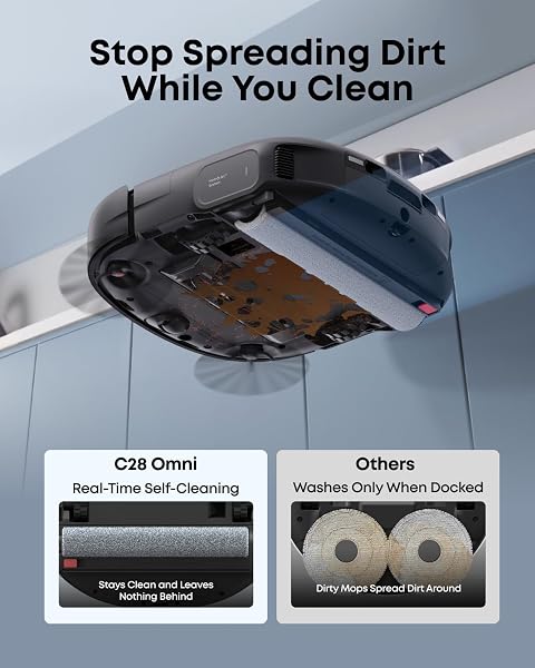 eufy New 2026 Robot Vacuum, C28 Omni, Upgraded from eufy X10 pro Omni, HydroJet Self-Cleaning Roller Mop, 15,000Pa Suction, All-in-1 Station,Tangle-Free,Auto Mop Washing&Drying, AI Obstacle Avoidance - 4