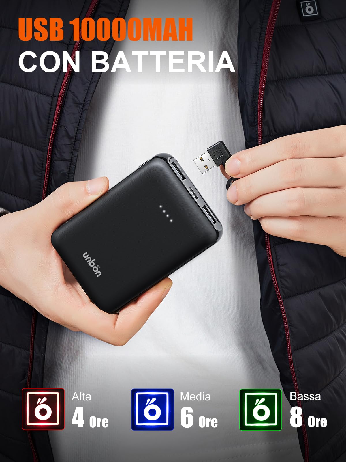 UNBON Gilet Riscaldato Donna con Batteria USB 10000mAh, Giubbotto Riscaldato Donna con 3 Temperature Regolabili 6 Zone di Riscaldamento, Giacca Riscaldata Gilet Riscaldante Elettrico Donna