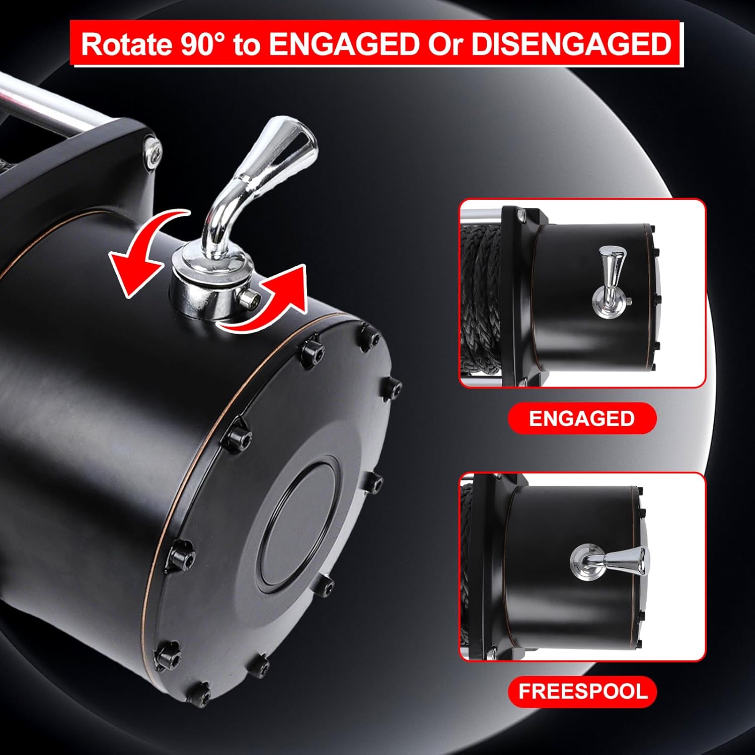 tekstap Winch 90-degree Clutch for Engaged and Freespool Modes