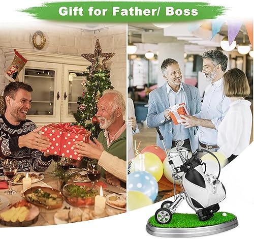 Miniatura 2 de 10L0L bolígrafos de golf con soporte para bolsa de golf, regalos novedosos con 3 piezas de aluminio para oficina, escritorio, bolsa de golf, soporte