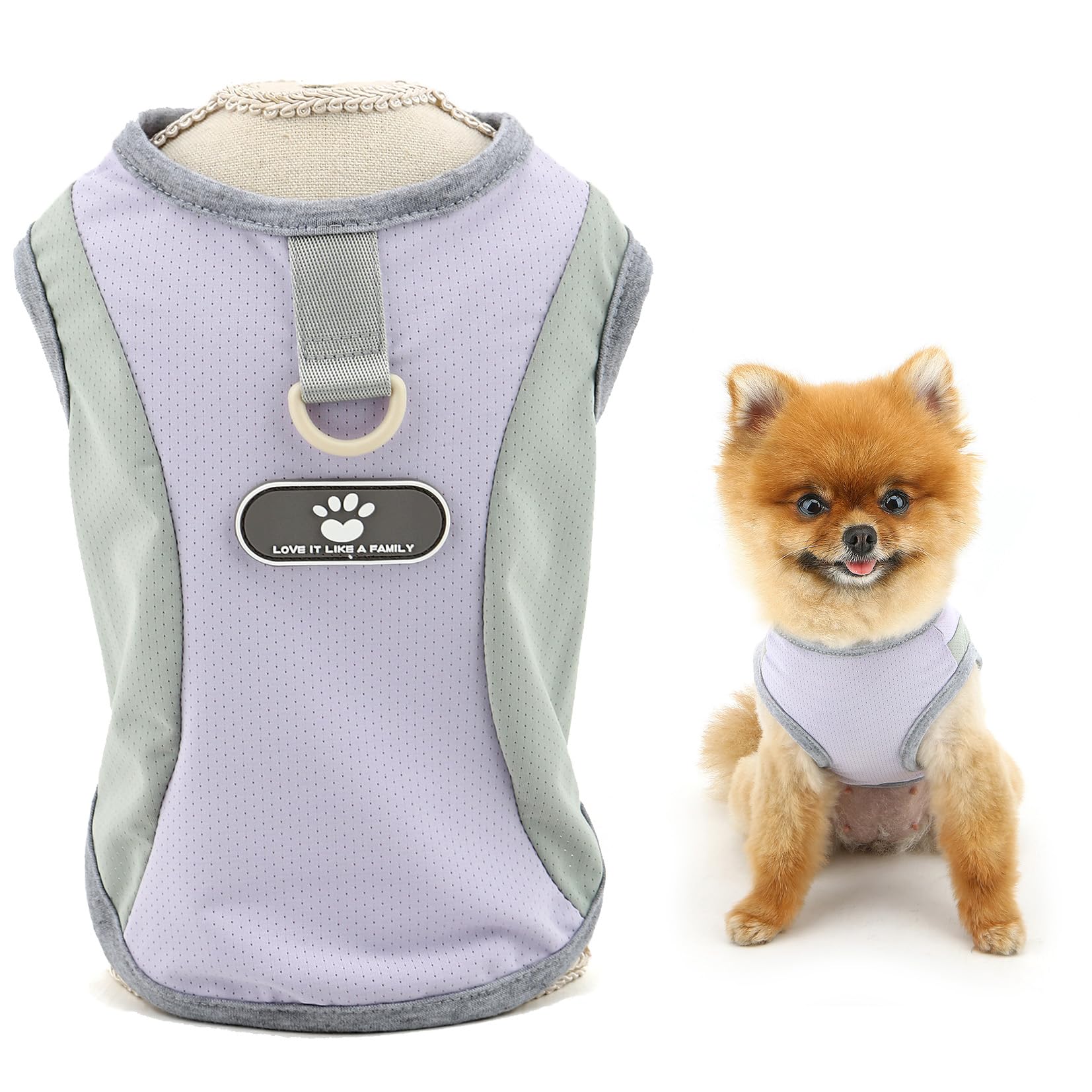 SMALLLEE_LUCKY_STORE Cool Mesh Dog T-Shirts for Extra Small and Small Dogs Pet Tank Top with D-Ring UV Resistant Puppy Shirt Breathable Summer Vest Chihuahua Yorkie Cat Clothes, Purple, M