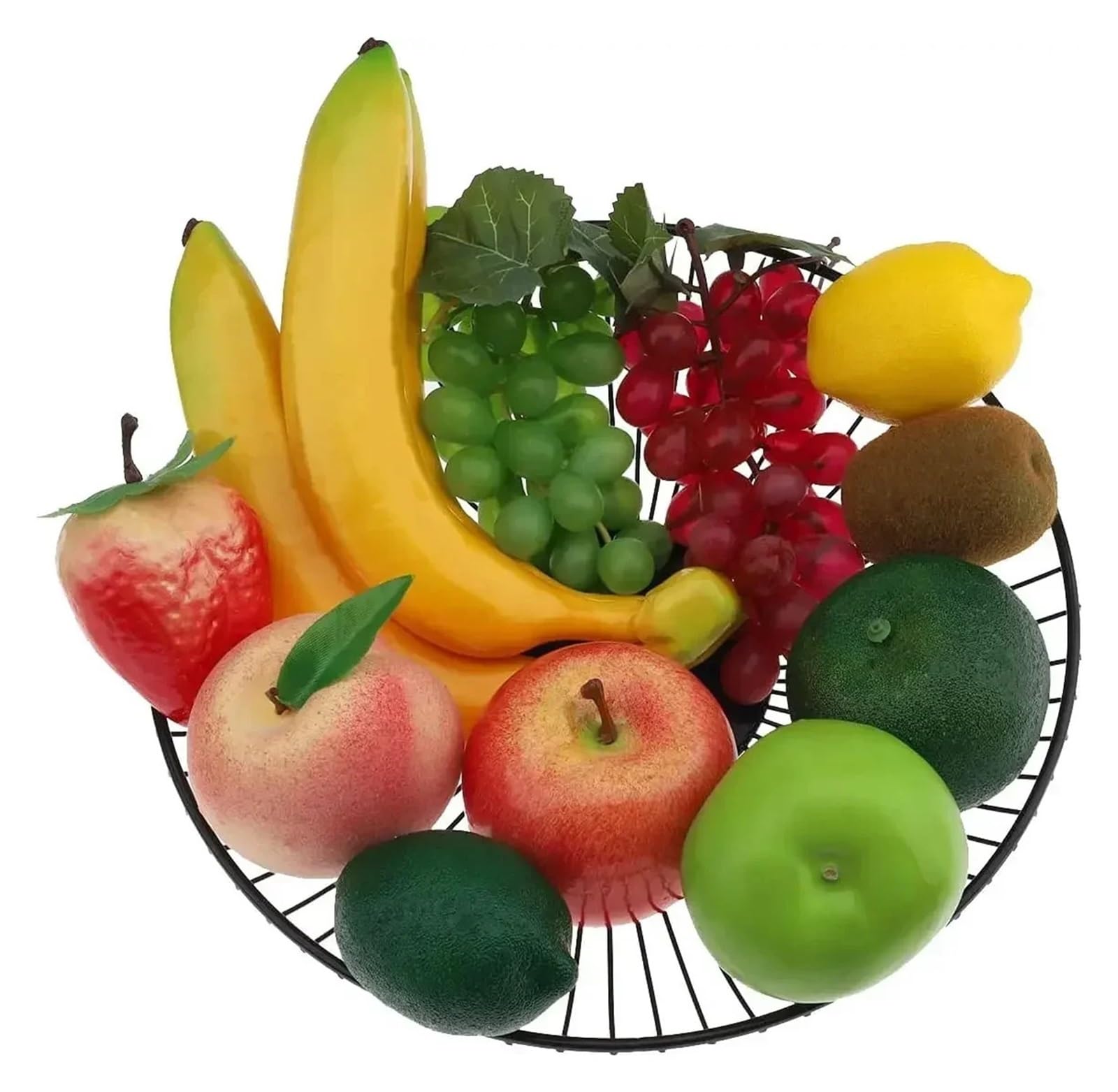 WUYXTO Artificial Fruits Set Decoration Home Pineapple Grape Strawberries Pear Oil Orange Lemon Wax Apple Banana Peach Combination For Party(Type C)