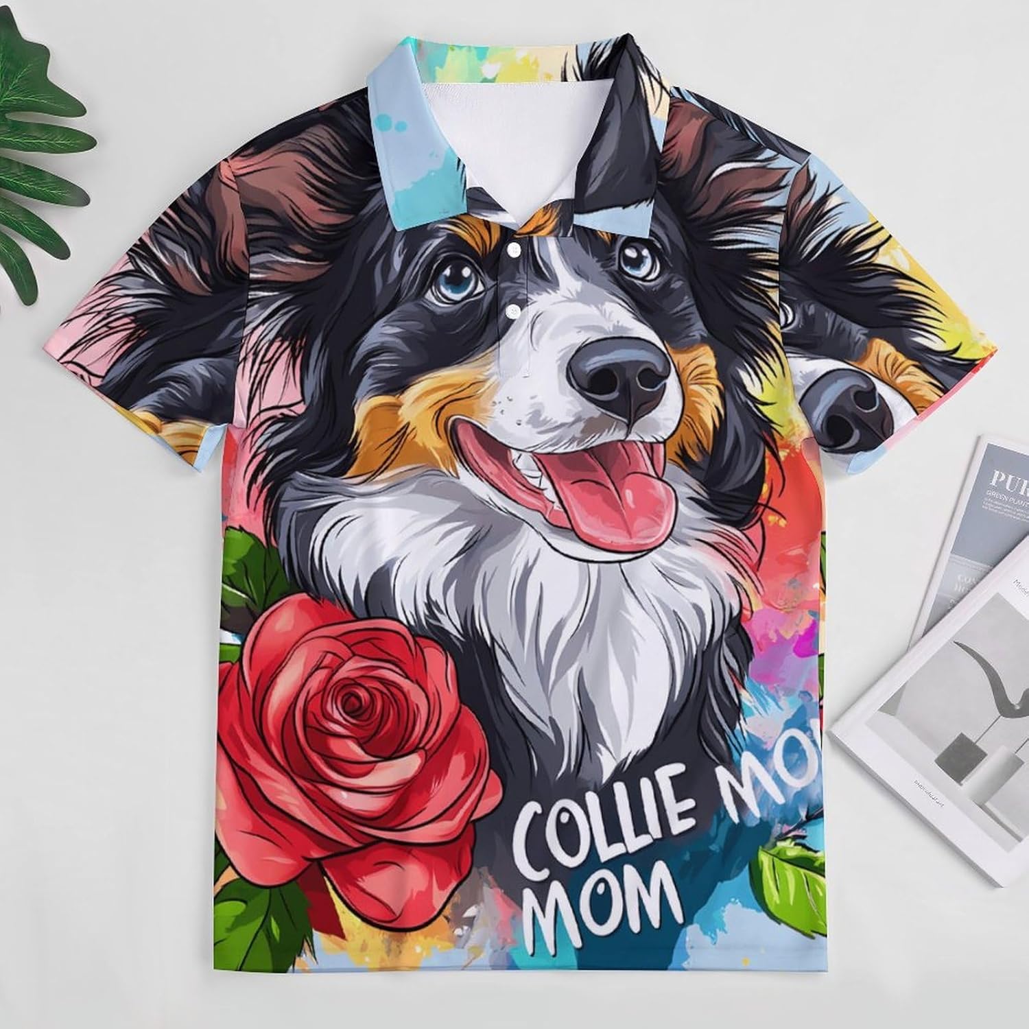 Collie Dog Mom Womens Golf Polo Shirts Summer Short Sleeve Collared 3 Buttons T Shirt Activewear Tops