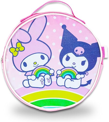Miniatura 3 de My Melody and Kuromi Mochila con lonchera Paquete con mochila escolar Sanrio de 16 pulgadas, bolsa de almuerzo, botella de agua, calcomanías, bolsa