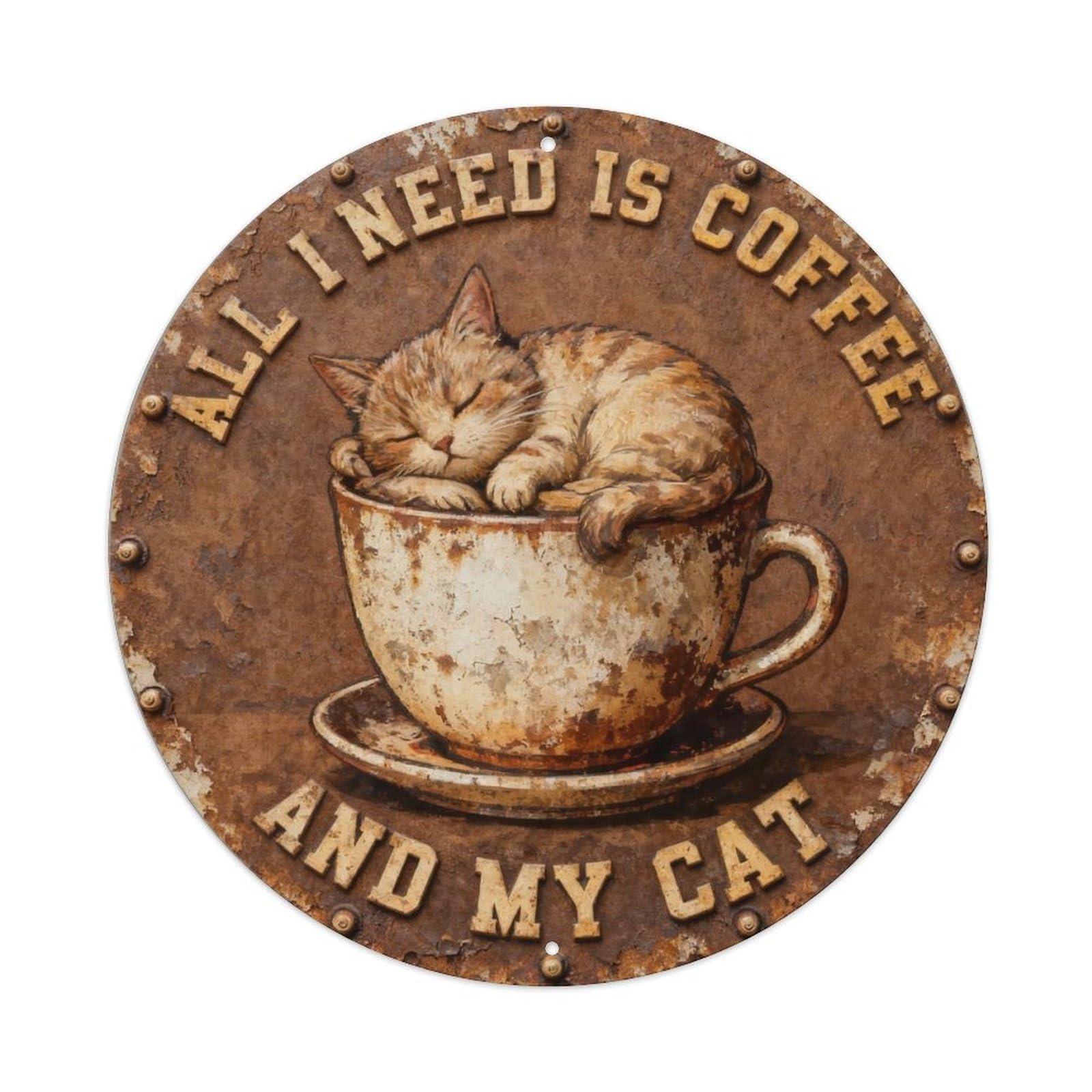 All I Need Is Coffee And My Cat Metal Tin Sign Plaque