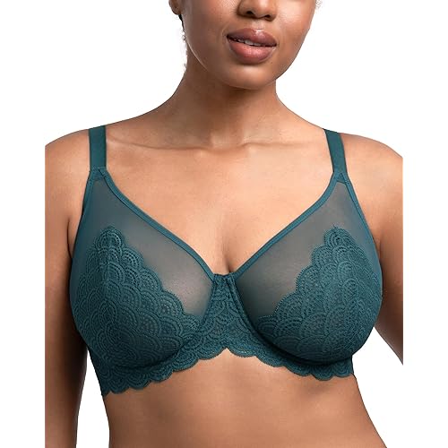 HSIA Minimizer Bras for Women Large Bust Full Coverage Lace Plus Size Bra - Mermaid Scales