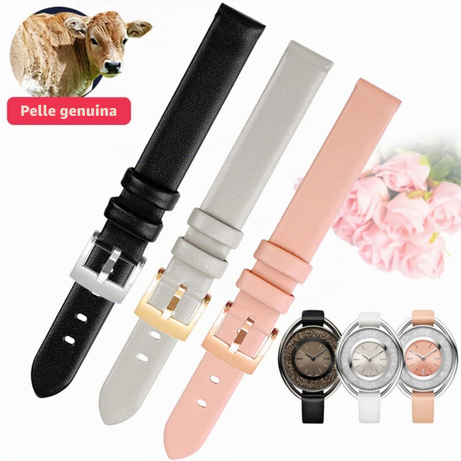 Cinturino in vera pelle per Swarovski 5158517/5158544/5158972 WatchAccessories Bracciale moda 12mm Cinturino per orologio di piccole dimensioni femminile