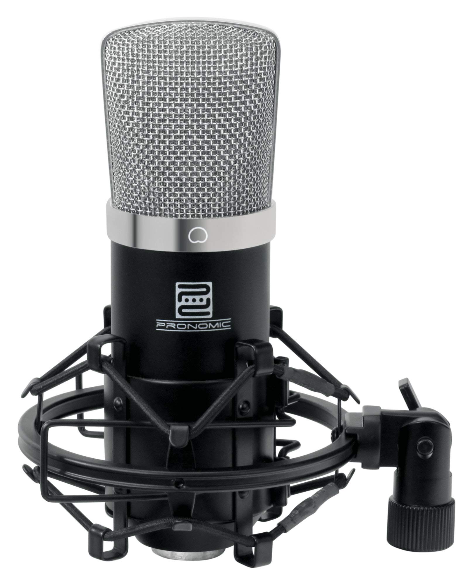 Pronomic CM-22 Studio Großmembranmikrofon XLR-Kondensatormikrofon inkl. Popkiller SET (inkl. Mikrofonspinne, Etui, Windschutz, Transportkoffer, Reduziergewinde und Mikro Popschutz gold) schwarz