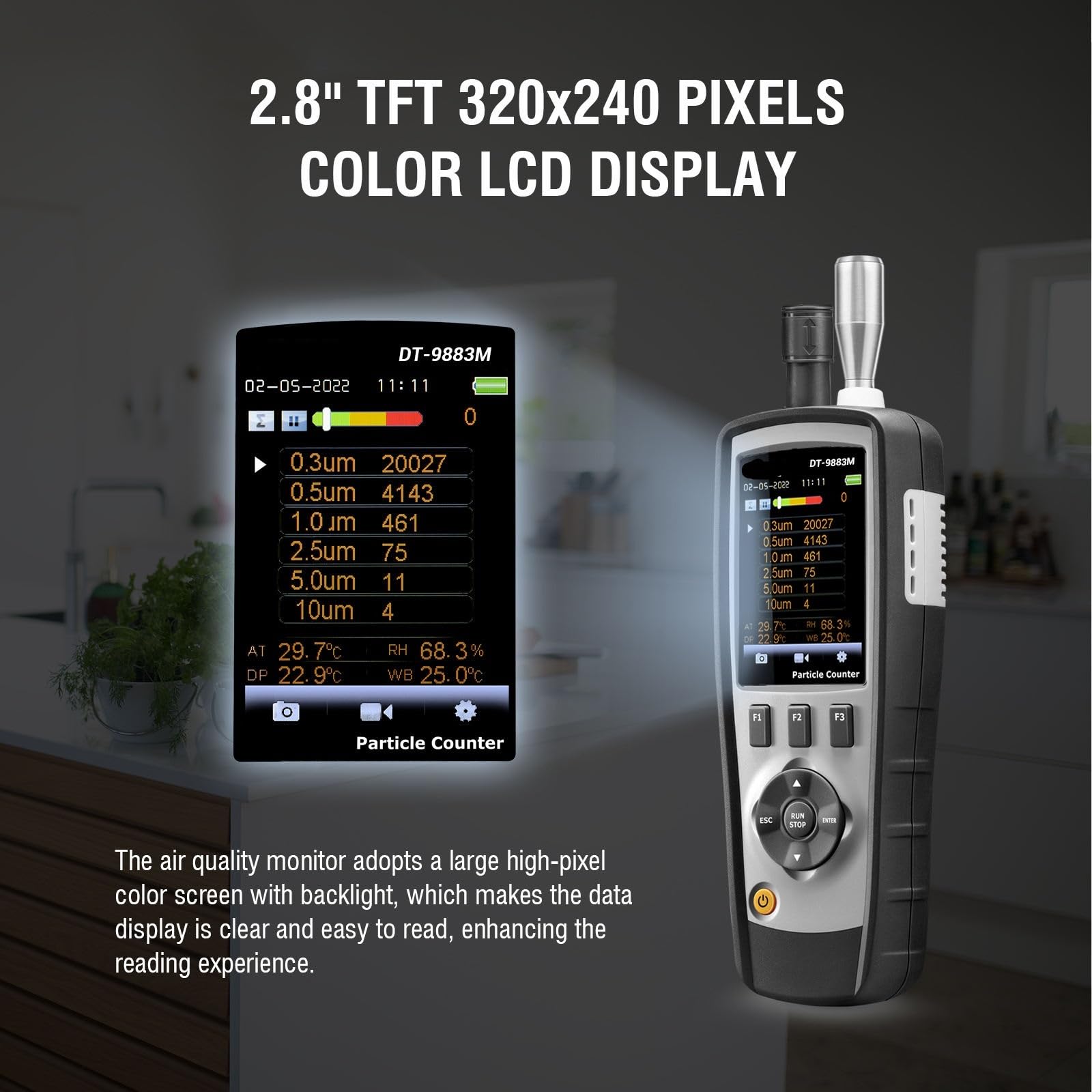 Contador partículas polvo, DT-9880M DT-9881M DT-9883M Contador De Partículas Anemometría Láser Doppler para interiores exteriores | 0-50 ℃, Modo Múltiple, Dispositivo Monitoreo Calidad Del Aire