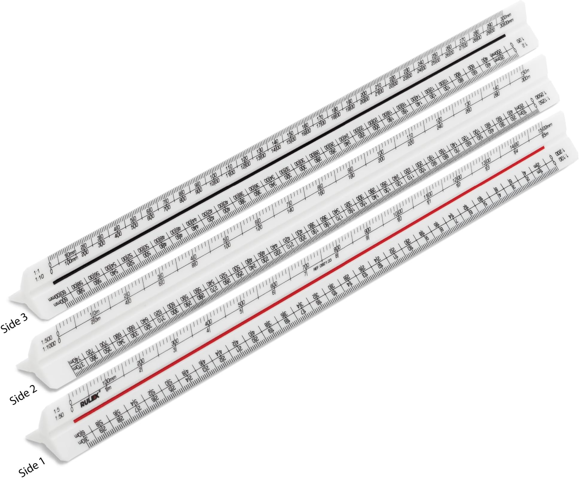 Rulex 300mm Metric Triangular Scale Ruler 1:1 1:10 1:2 1:20/1:5 1:50 1:100 1:200/1:500 1:1000 1:1250 1:2500 - UK manufactured