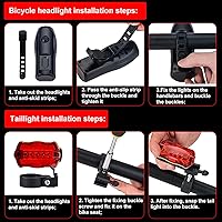 Vista 5 de Luces de bicicleta, superbrillantes con faros delanteros y traseros, luces de bicicleta para conducción nocturna con liberación rápida, juego