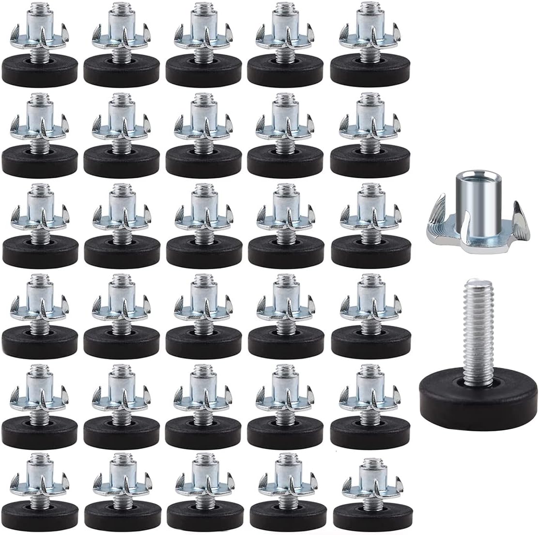 30Pcs M6 Thread Adjustable Furniture Levelers Screw in Threaded Outdoor Table Chair Leg
