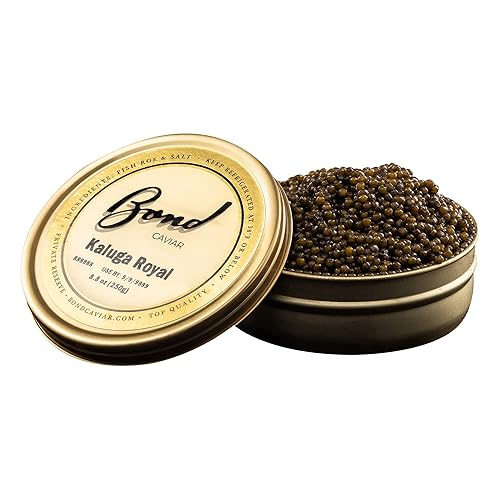 Caviar Kaluga Premium - Huevos de caviar negro, delicadeza de caviar de pescado, prueba el delicioso caviar infundido con mantequilla de caviar,