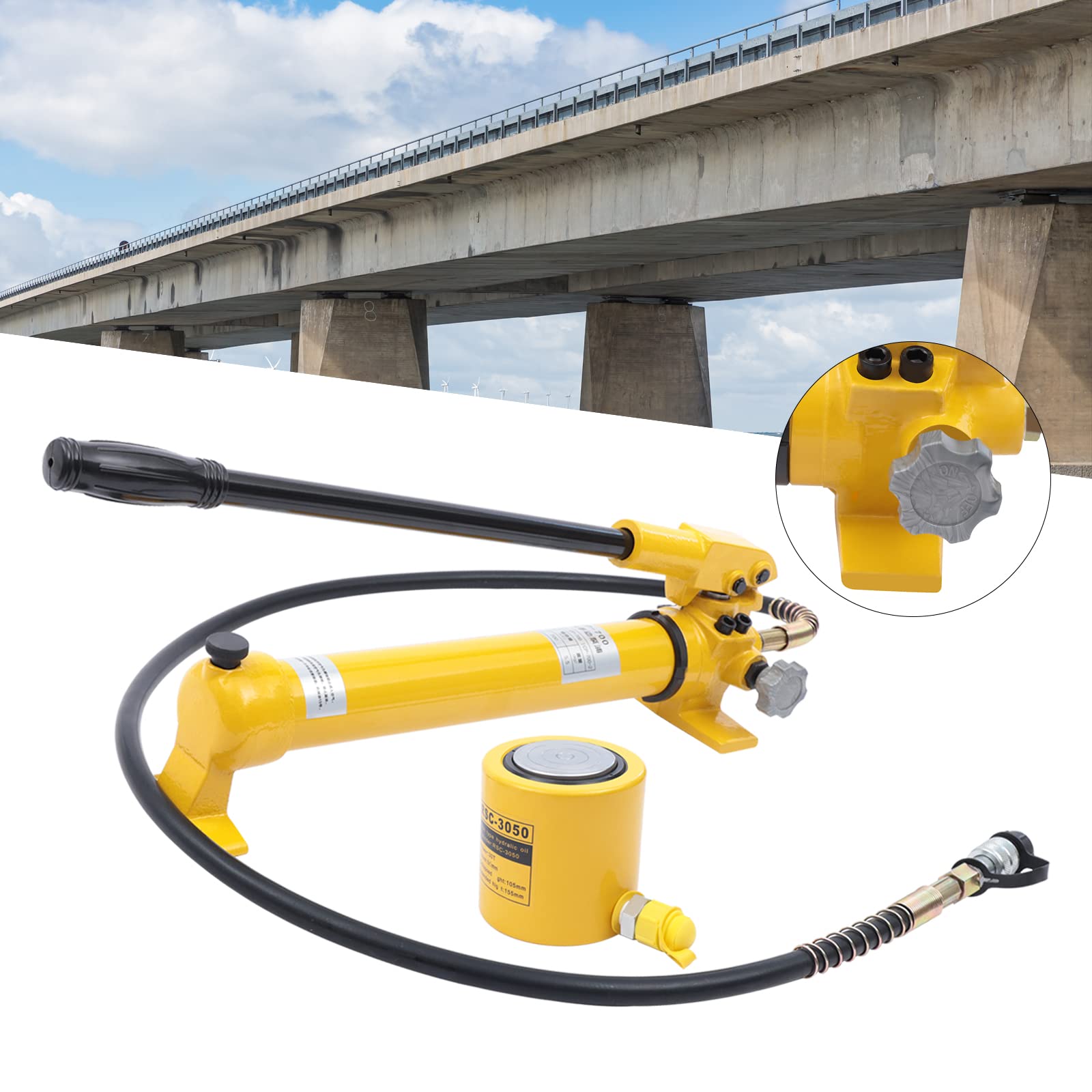 30 ton Hydraulic Ram Jack w/CP-700 Hand Pump, Industrial Super Thin Lifting Jack, Multi Section Jack, not for Car