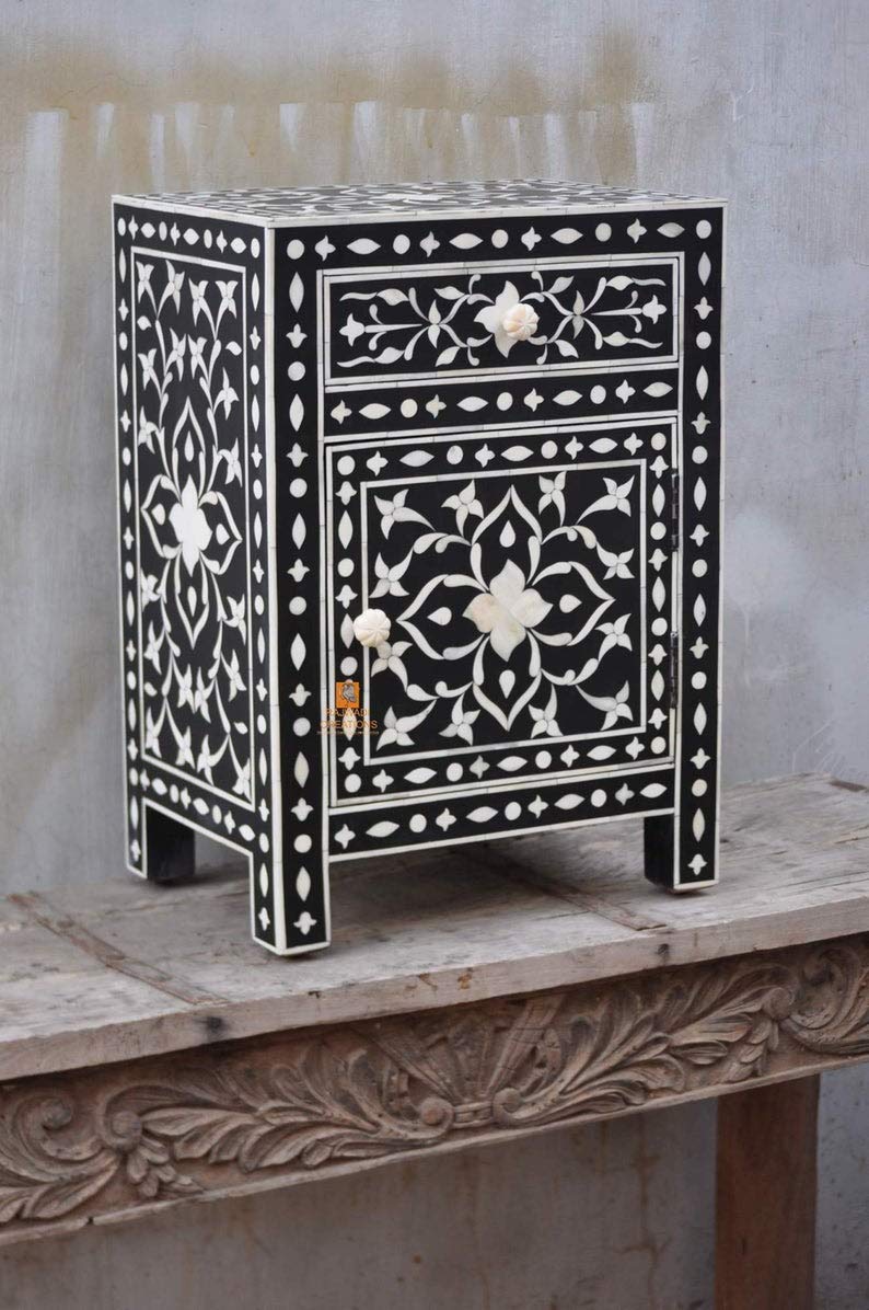 Handmade Decorative Modern Bone Inlay Nightstand/Bedside/Side Table