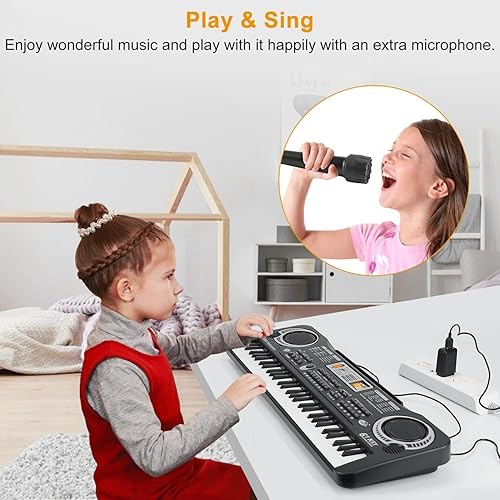 Miniatura 4 de TeqHome Piano de teclado de 61 teclas, teclado electrónico portátil con fuente de alimentación y micrófono, teclado de piano de música digital