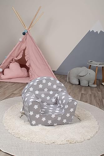 Miniatura 2 de Delsit Silla para niños pequeños y sillón para niños, silla de espuma sin marco de tamaño europeo con funda extraíble, sillas de lectura perfectas