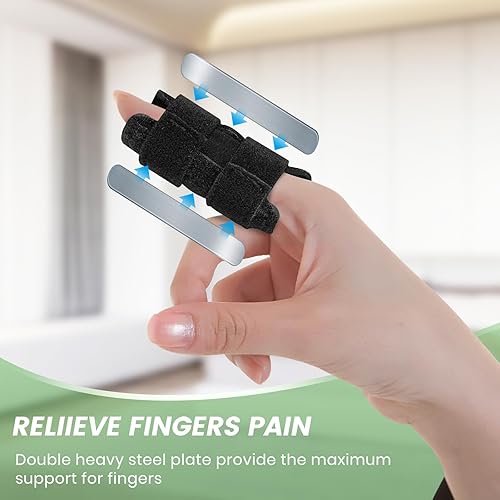 Miniatura 3 de 2 férulas para dedos con 2 barras de metal, soporte de dedo para dedo gatillo, dedo roto y dedo de mazo