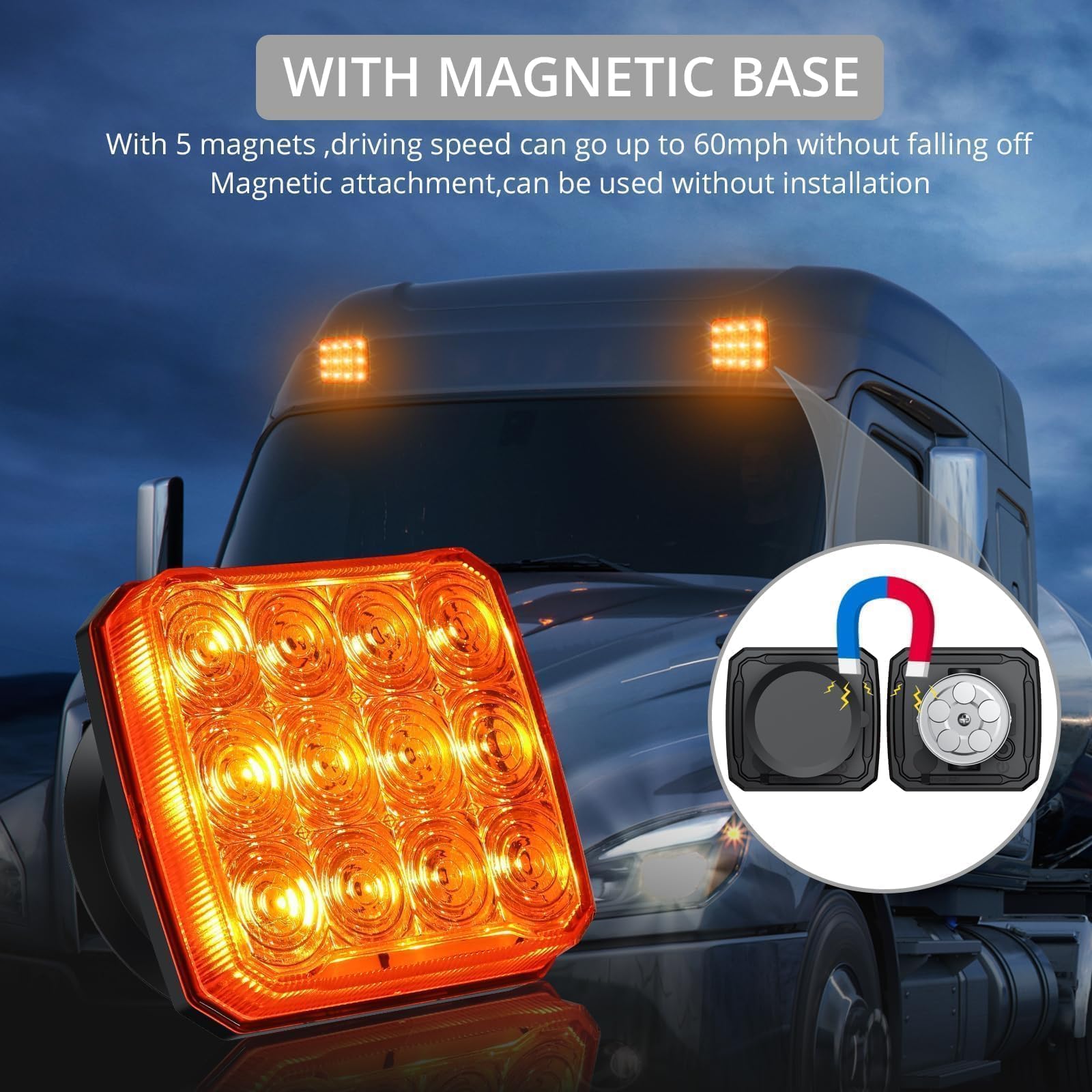 Justech 2Pezzi Luce del Rimorchio Senza Fili Fanali Posteriori Magnetico Super Luminoso 12/24V Impermeabile IP65 Universali per Camion Rimorchi E-Mark
