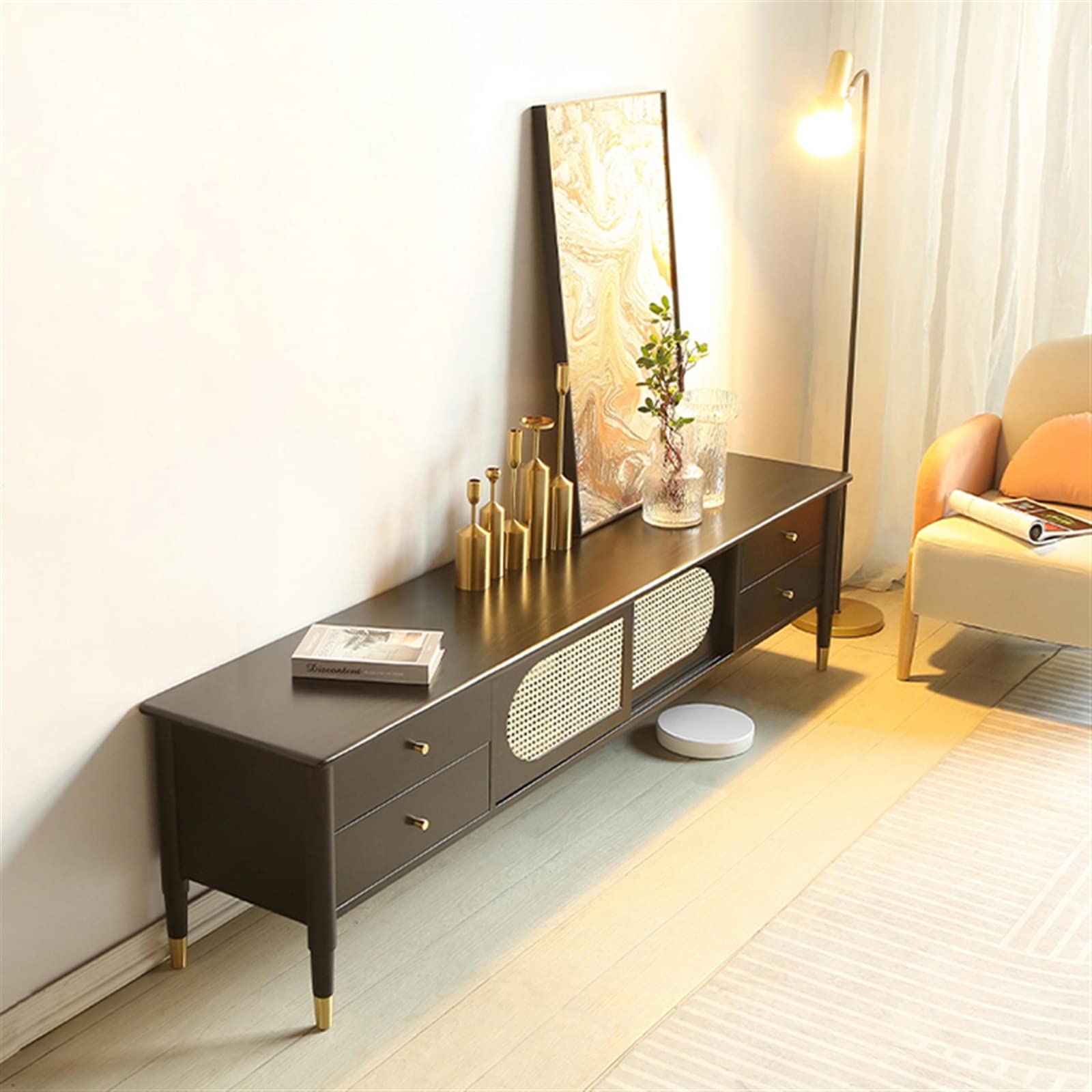 TV-Schrank Luxuriöser TV-Ständer, moderner TV-Schrank, Entertainment-Media-Center-Konsolentisch mit Schubladen und Schiebetüren for die Dekoration von Wohnzimmermöbeln Fernsehschrank ( Size : 200*40*5