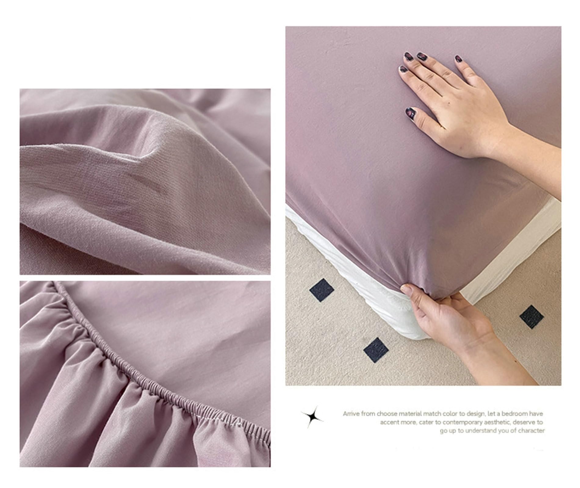 Epinki Drap Housse Coton 120 x 200 cm, Bonnet de 25 cm, Violet Clair, Drap Doux Couleur Unie Drap de Lit